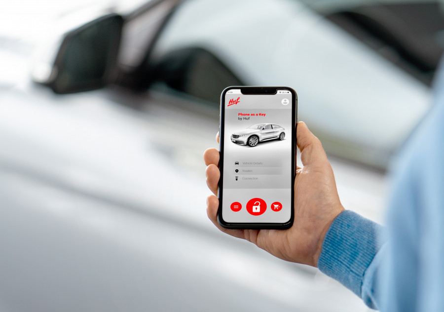 Huf phone as a key car with mobile and screen